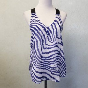 Aqua blue and white race back tank top size XS (S17)